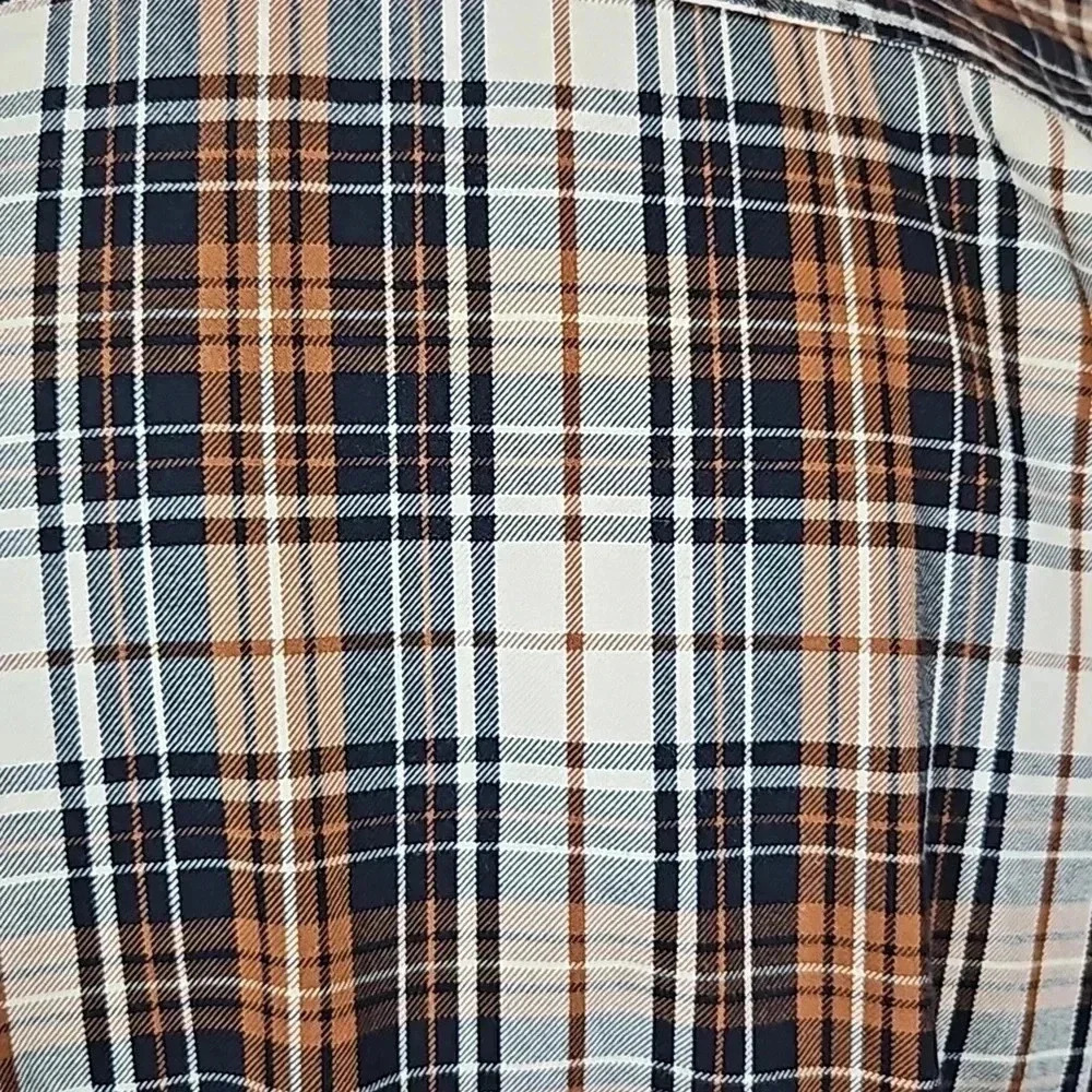 Filson Wildwood Men's 3XL Navy Gold Cream Plaid Cotton Shirt 11010760 - Picture 5 of 7
